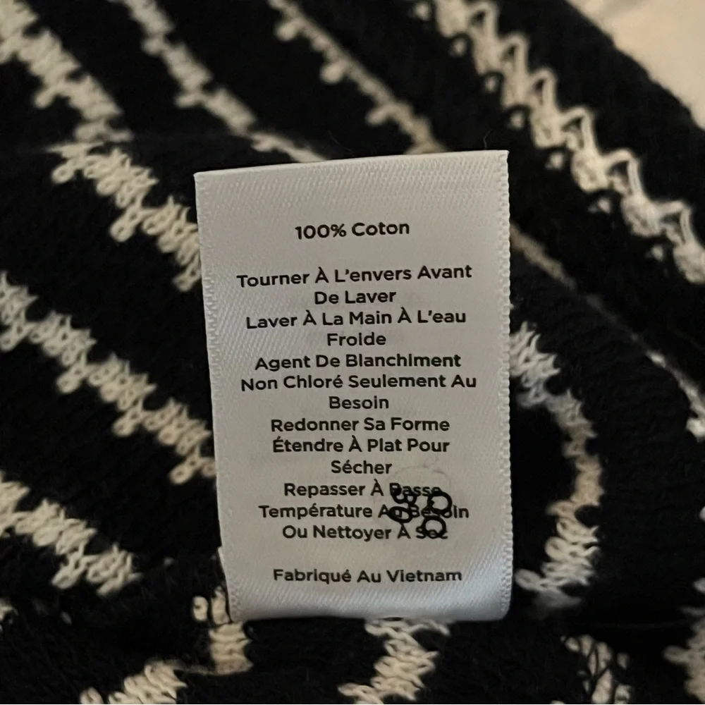 Talbots Sweater Womens Petite L Black White Stripes Knit Gold Button Nautical